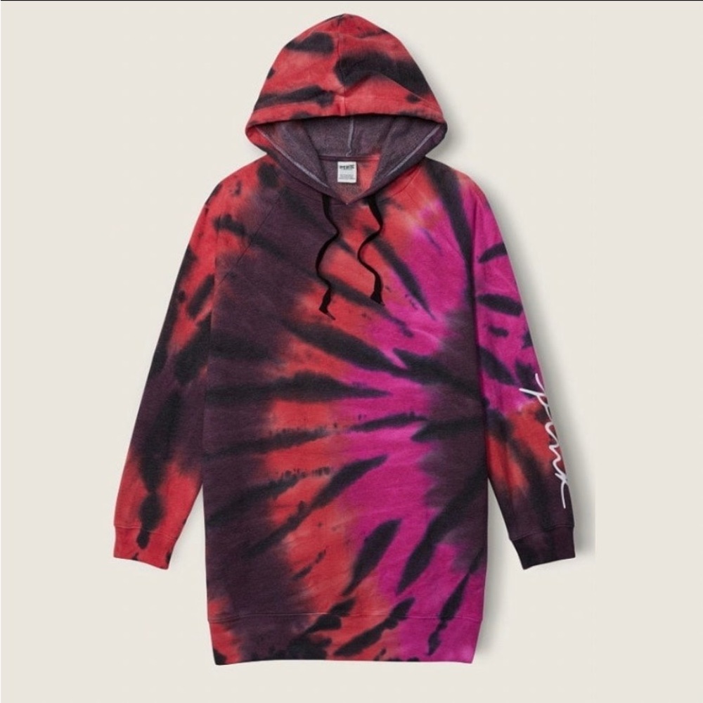 VS Pink Supernova Tie-Dye Hoodie Sweater Dress size XL - Picture 2 of 9